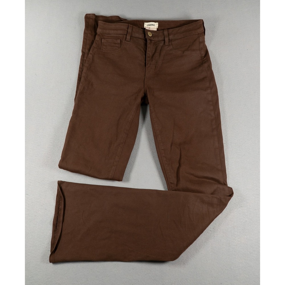 L'AGENCE High Rise Flare Leg Stretch Jeans Brown Size 27 Cotton Blend
